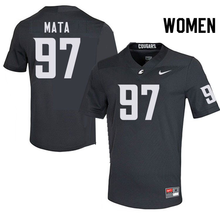 Women #97 Aden Mata Washington State Cougars College Football Jerseys Stitched-Charcoal